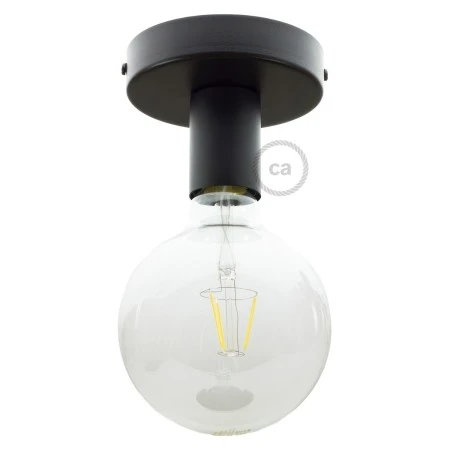 Fermaluce Metal, il punto luce in metallo a parete o soffitto - Nero