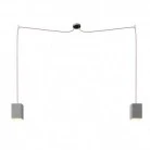 Spider - Lampada a sospensione multipla a 2 cadute Made in Italy completa di cavo tessile e paralume in cemento