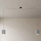 Spider - Lampada a sospensione multipla a 2 cadute Made in Italy completa di cavo tessile e paralume in cemento