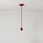Lampada a sospensione Made in Italy completa di cavo tessile e finiture in porcellana colorata
