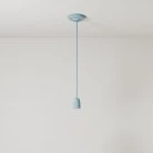 Lampada a sospensione Made in Italy completa di cavo tessile e finiture in porcellana colorata