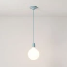 Lampada a sospensione Made in Italy completa di cavo tessile e finiture in porcellana colorata