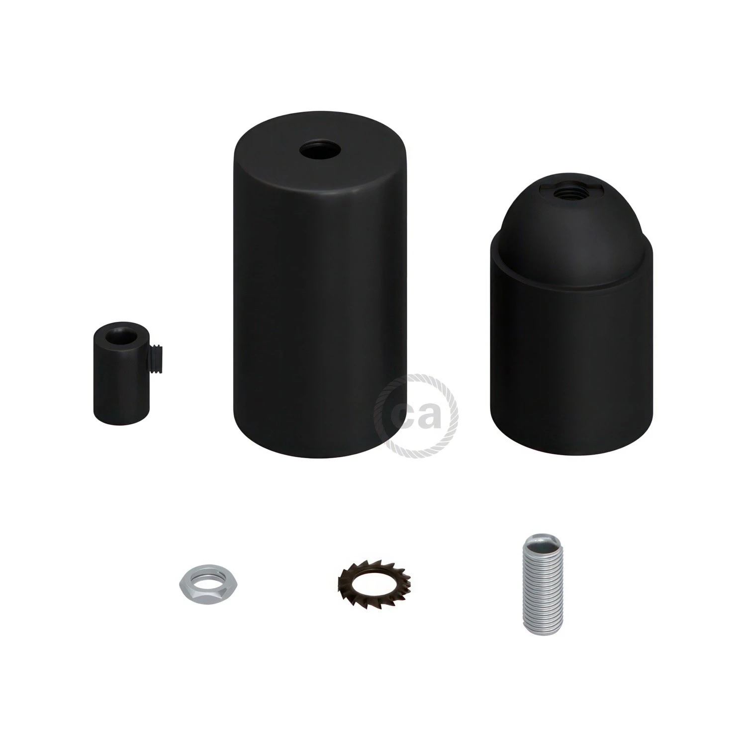 Kit portalampada E27 cilindrico in metallo