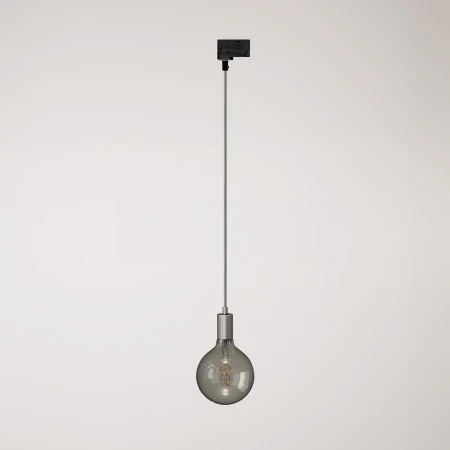 Lampada a sospensione industrial con cavo tessile e adattatore per binario - Titanio satinato