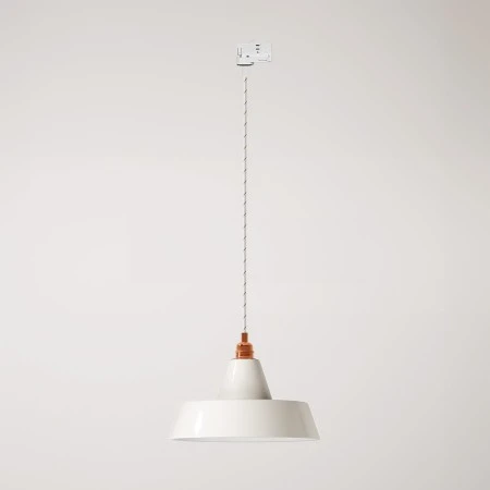 Lampada a sospensione con paralume in ceramica Industriale a binario - Bianco lucido