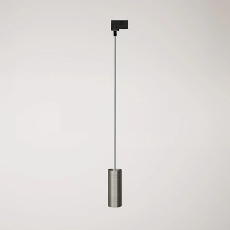 Lampada a sospensione con paralume Tub-E14 per binari - Titanio satinato