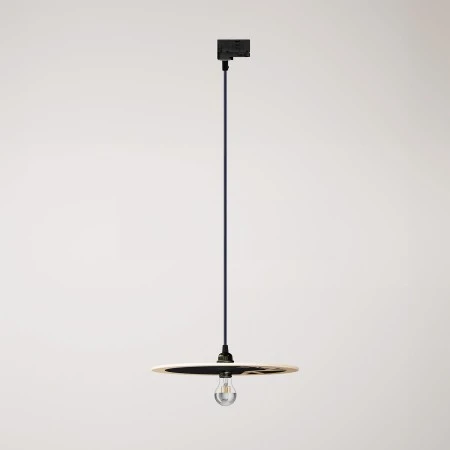 Lampada a sospensione per binari con paralume in legno UFO double-face - Chiara Fucà
