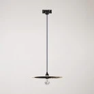 Lampada a sospensione per binari con paralume in legno UFO double-face