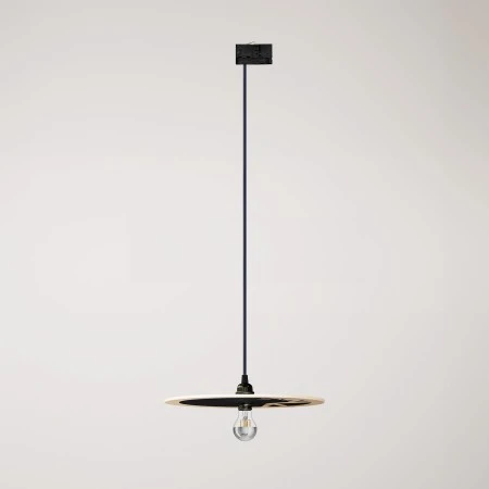 Lampada a sospensione per binari con paralume in legno UFO double-face - Chiara Fucà