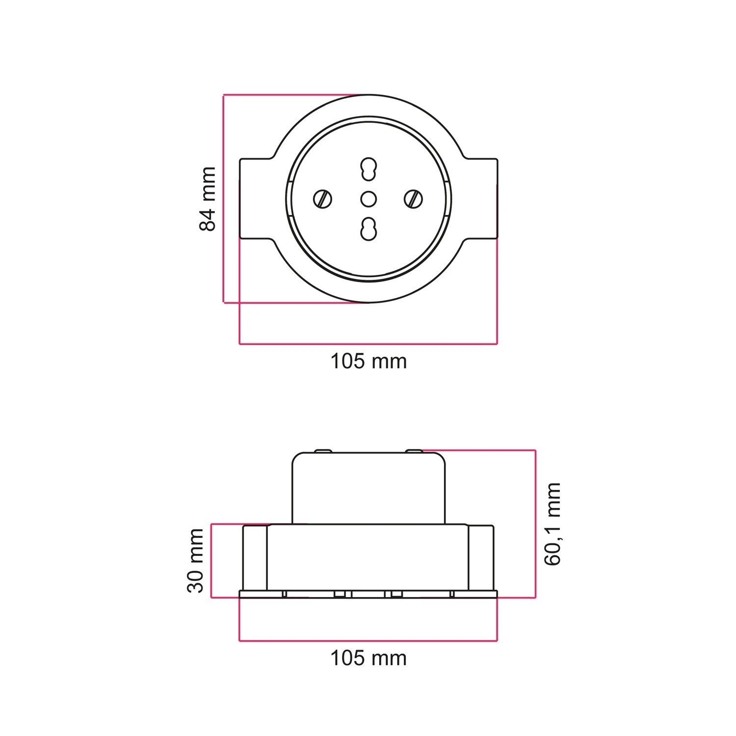 Kit presa bipasso italiana 10/16A da parete e base per Creative-Tubes in porcellana