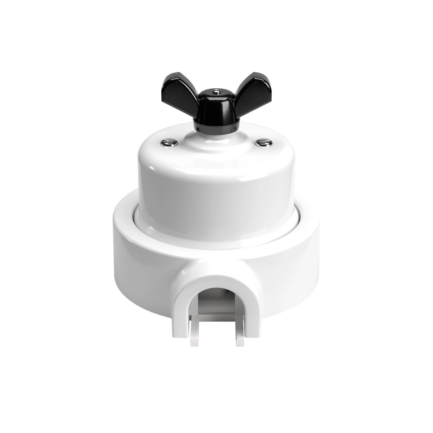 Kit interruttore/deviatore con dado a farfalla e base per Creative-Tubes  in porcellana bianca