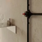 Kit interruttore/deviatore con dado a farfalla e base per Creative-Tubes in porcellana nera