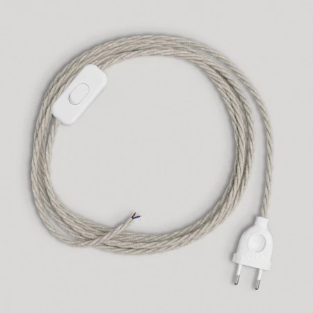 Cablaggio per lampada con cavo bianco trecciato 1,80 m - Bianco
