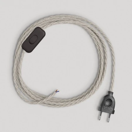 Cablaggio per lampada con cavo bianco trecciato 1,80 m - Nero