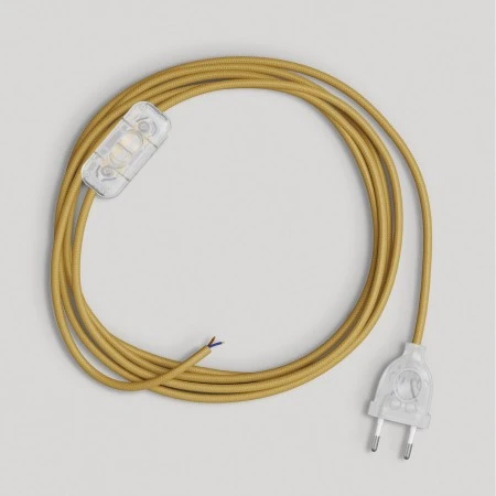 Cablaggio per lampada con cavo senape lucido 1,80 m - Trasparente