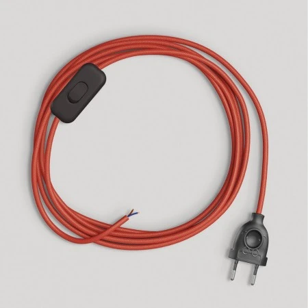 Cablaggio per lampada con cavo rosso lucido 1,80 m - Nero