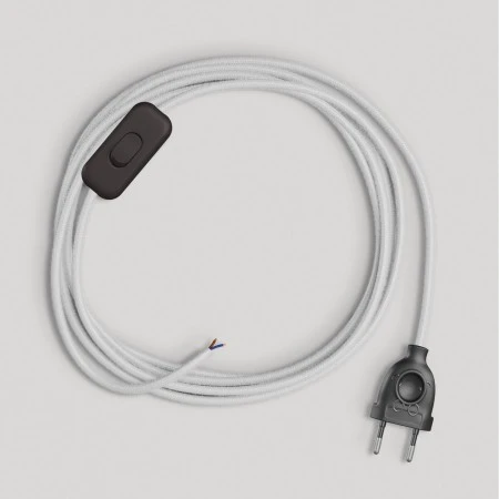 Cablaggio per lampada con cavo bianco in cotone 1,80 m - Nero