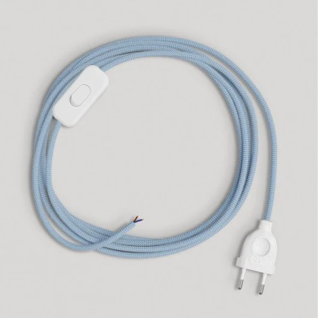 Cablaggio per lampada con cavo blu Steward in cotone 1,80 m - Bianco