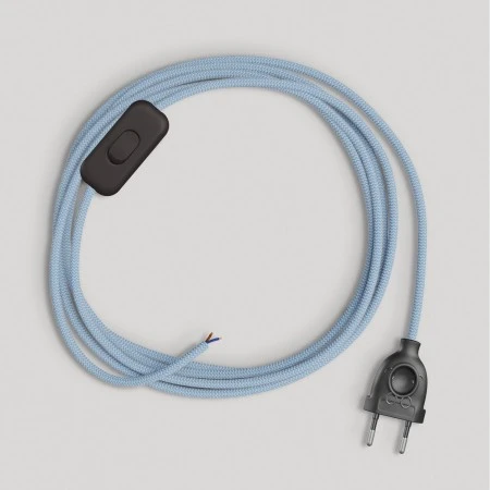 Cablaggio per lampada con cavo blu Steward in cotone 1,80 m - Nero