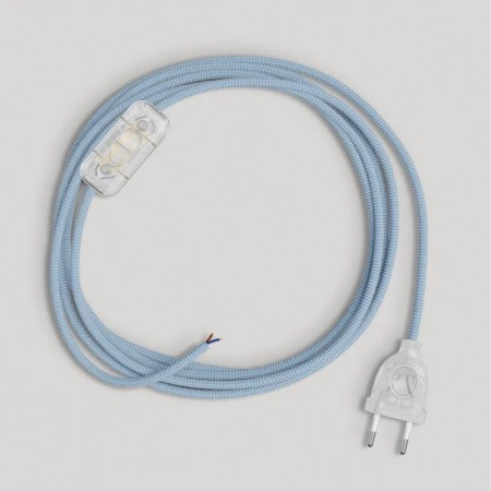 Cablaggio per lampada con cavo blu Steward in cotone 1,80 m - Trasparente