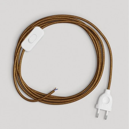 Cablaggio per lampada con cavo rame lucido e glitterato 1,80 m - Bianco