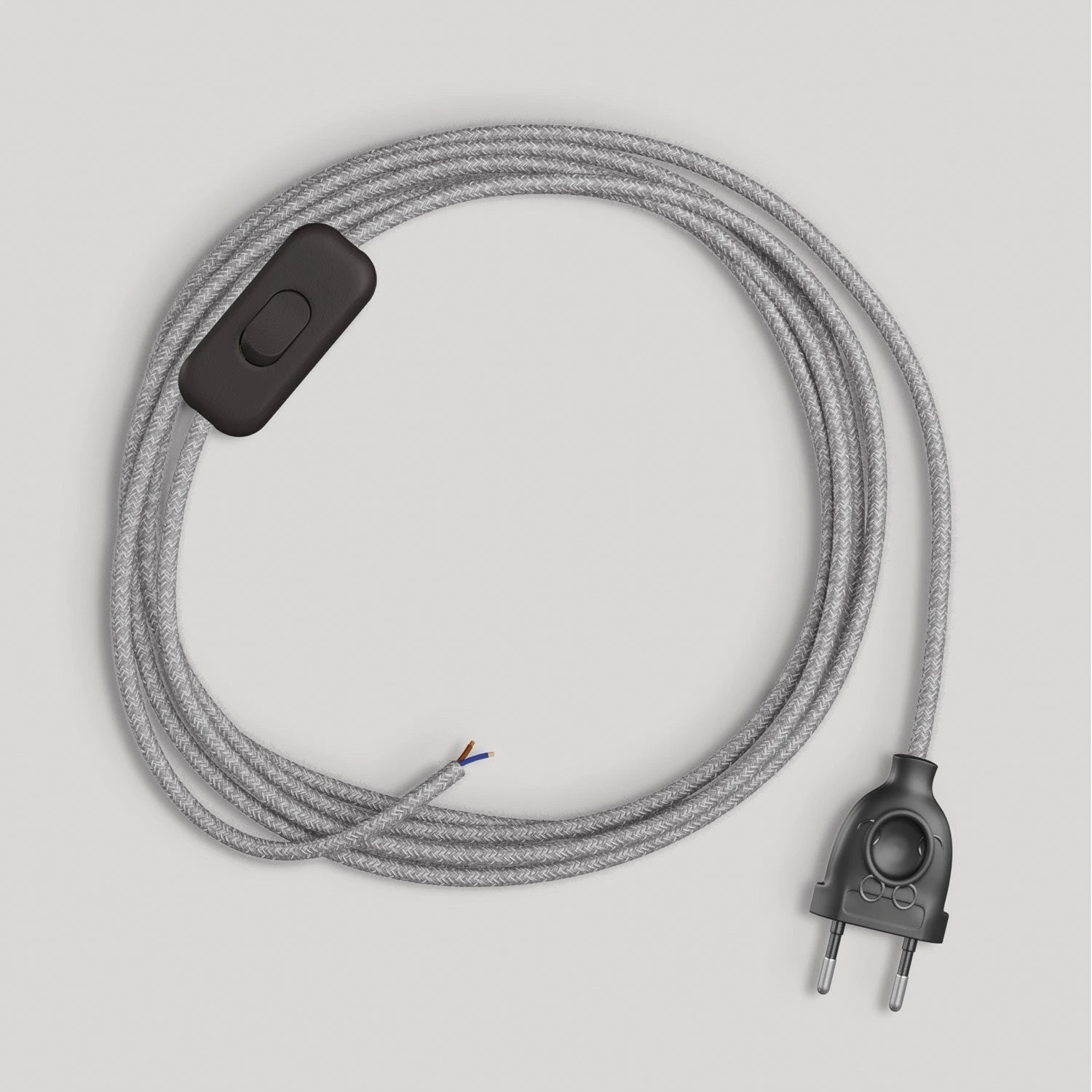 Cablaggio per lampada con cavo grigio in lino 1,80 m
