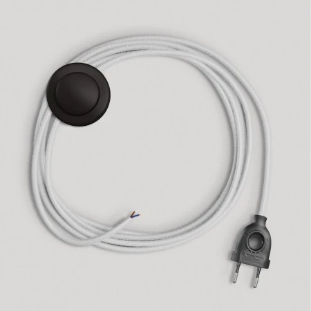 Cablaggio per lampada con cavo bianco in cotone 3 m - Nero
