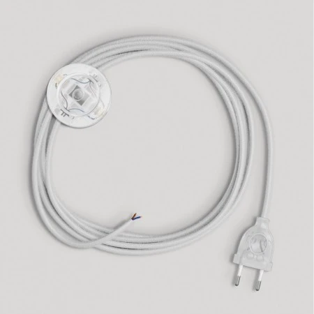 Cablaggio per lampada con cavo bianco in cotone 3 m - Trasparente