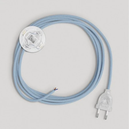 Cablaggio per lampada con cavo blu Steward in cotone 3 m - Trasparente