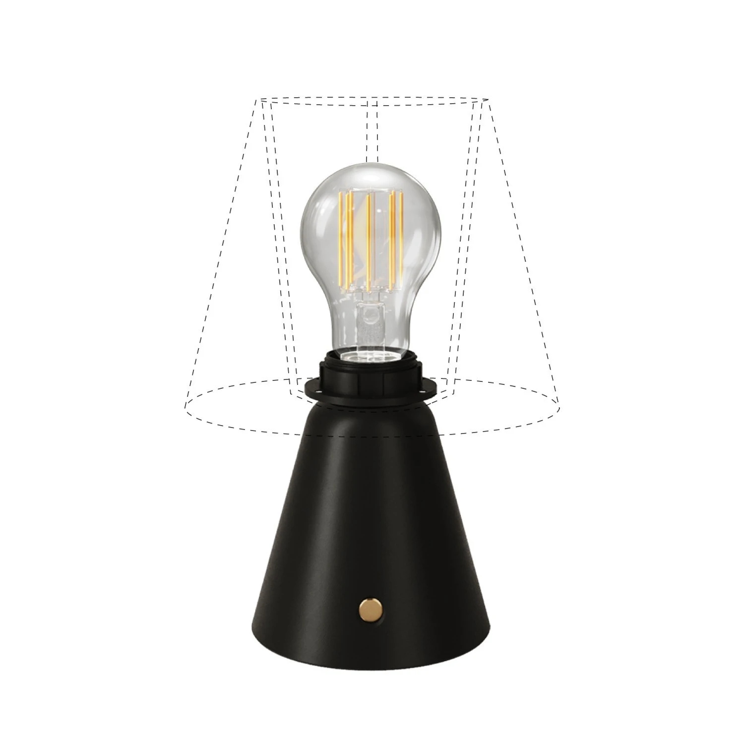 Lampada portatile ricaricabile Cabless11 con lampadina a goccia e predisposizione per paralume
