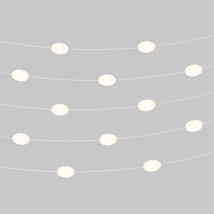 Catena luminosa 12 punti luce da esterno IP67 - Marina12 - Bianco sabbia