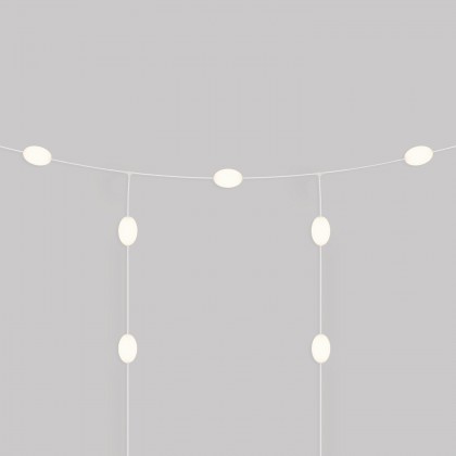 Catena luminosa reticolare 7 punti luce da esterno IP67 - Marina GRID - Bianco sabbia