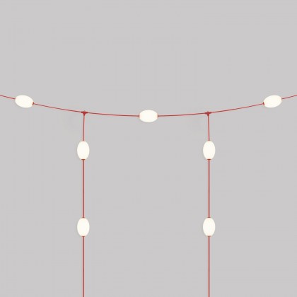 Catena luminosa reticolare 7 punti luce da esterno IP67 - Marina GRID - Rosso stella marina