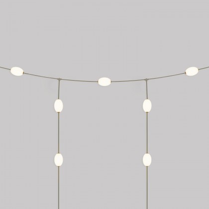 Catena luminosa reticolare 7 punti luce da esterno IP67 - Marina GRID - Verde oliva