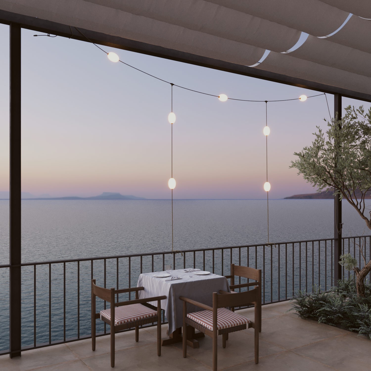 Catena luminosa reticolare 7 punti luce da esterno IP67 - Marina GRID