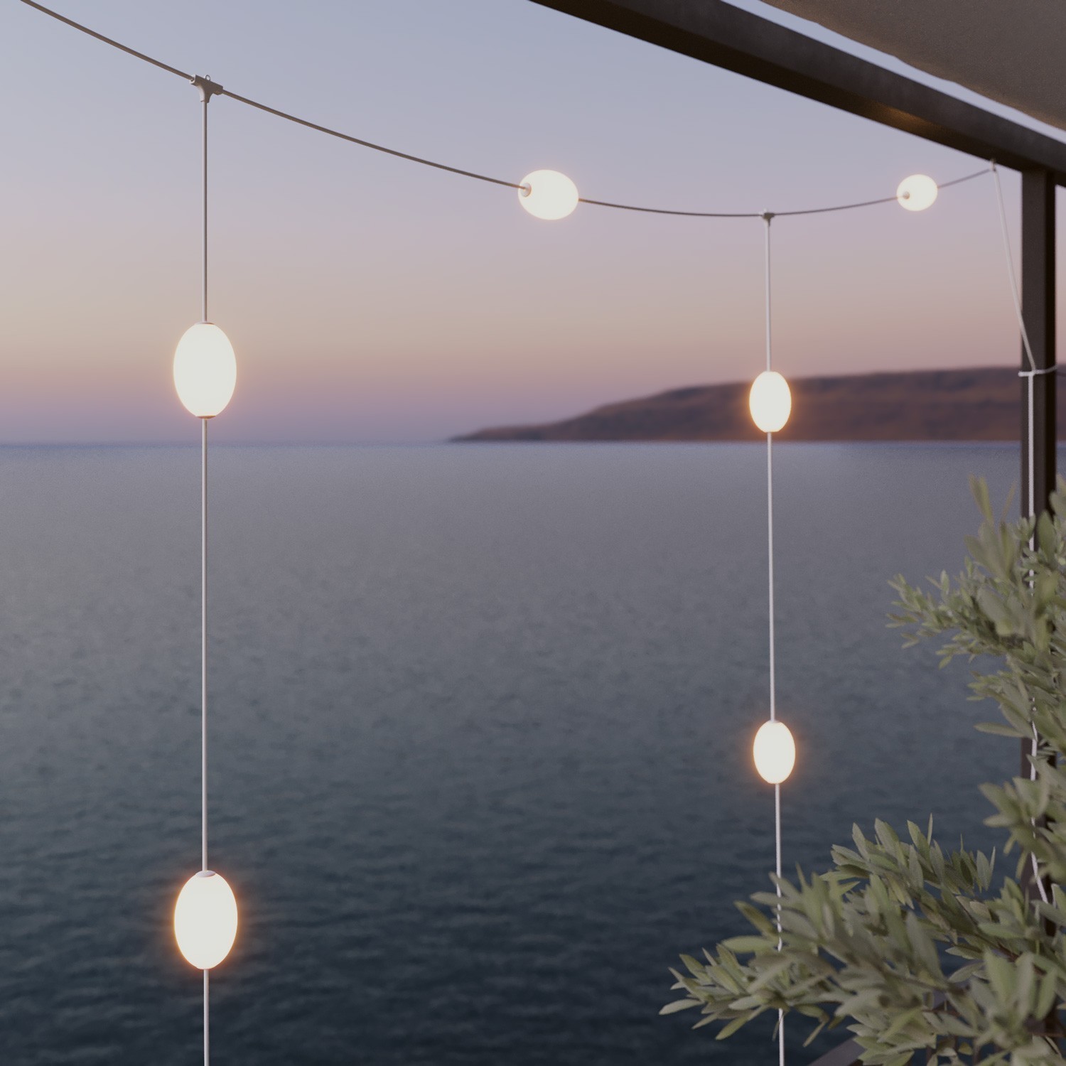 Catena luminosa reticolare 7 punti luce da esterno IP67 - Marina GRID
