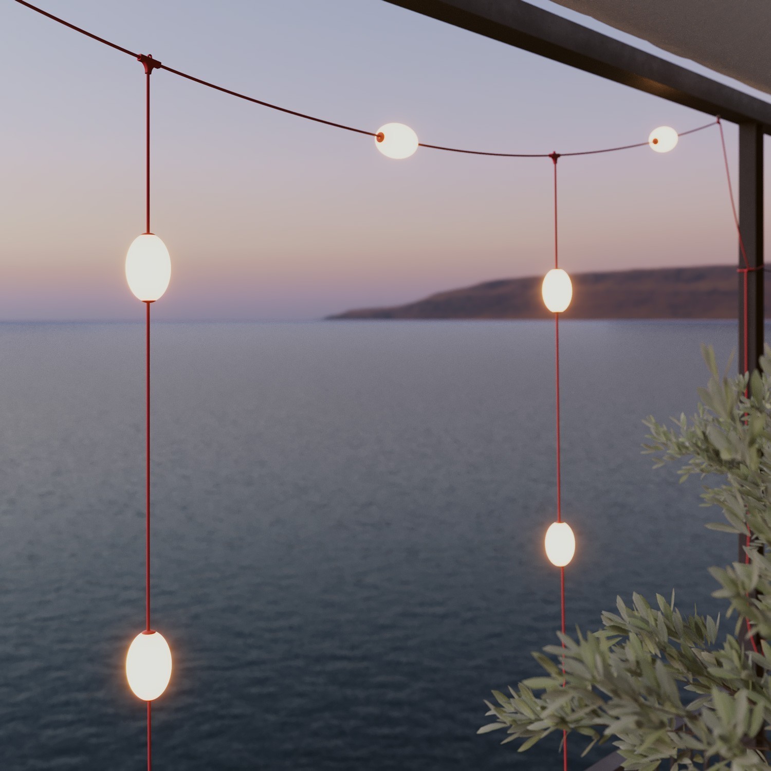 Catena luminosa reticolare 7 punti luce da esterno IP67 - Marina GRID
