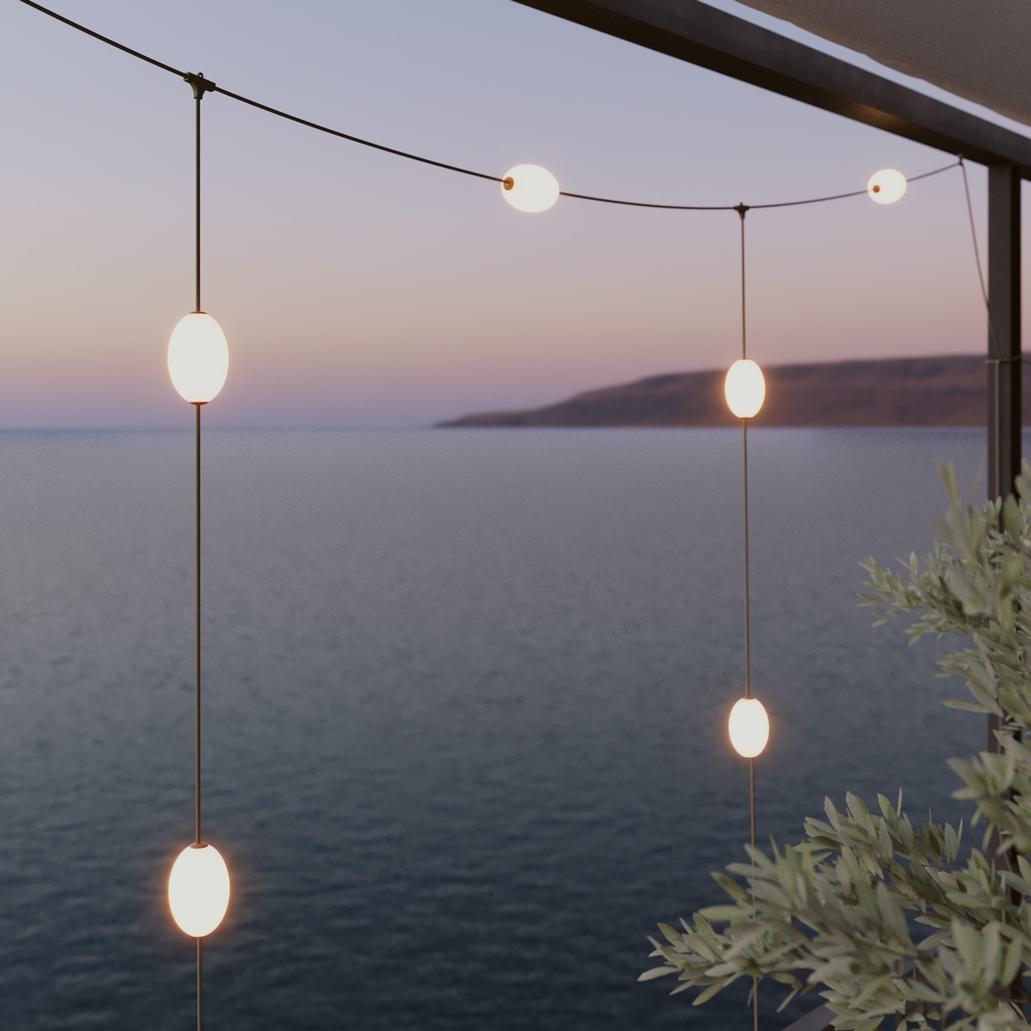 Catena luminosa reticolare 7 punti luce da esterno IP67 - Marina GRID