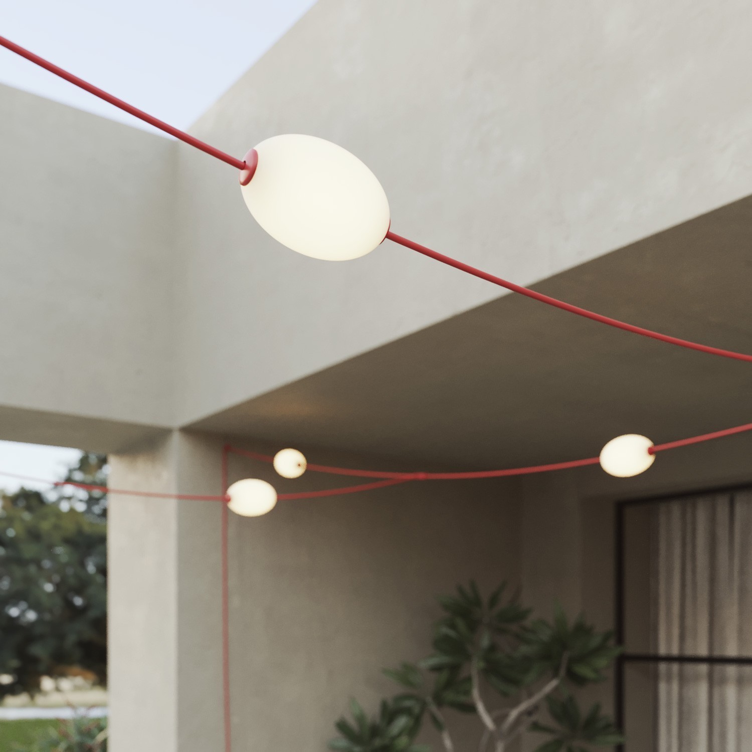 Catena luminosa reticolare 7 punti luce da esterno IP67 - Marina GRID