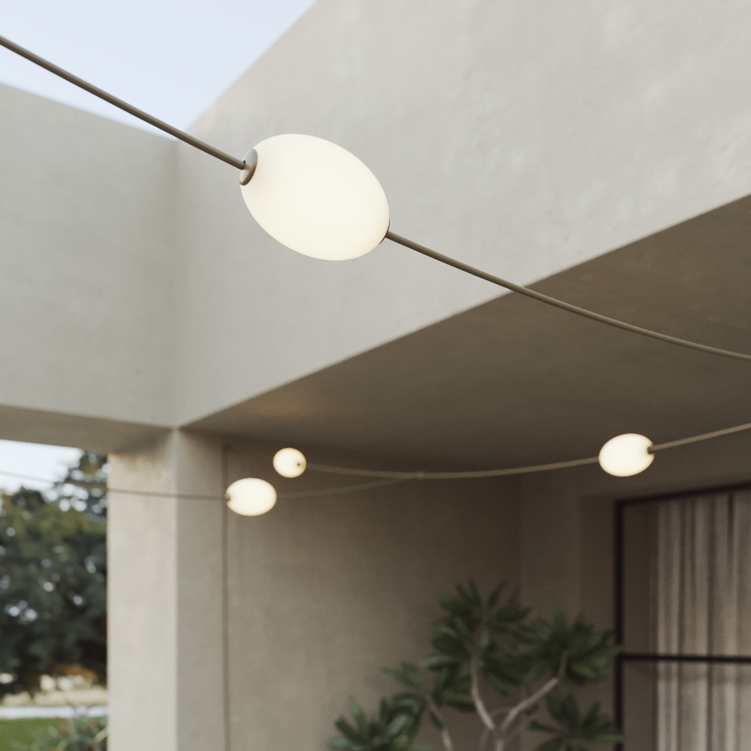 Catena luminosa reticolare 7 punti luce da esterno IP67 - Marina GRID