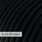 Cavo elettrico tessile DALI 5x0.75 mm² nero carbone - Filo rotondo flessibile per illuminazione RM04
