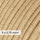 Cavo elettrico tessile DALI 5x0.75 mm² neutro in juta - Filo in tessuto naturale per luci di design RN06