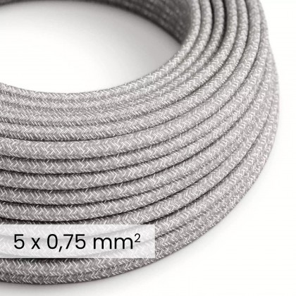 Cavo elettrico tessile DALI 5x0.75 mm² lino grigio melange - Cavo decorativo per impianti luce RN02
