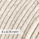 Cavo elettrico tessile DALI 5x0.75 mm² lino naturale bianco - Filo per illuminazione di design RN01