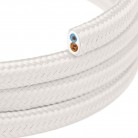 Cavo elettrico tessile piatto Bianco Ottico lucido - PM01
