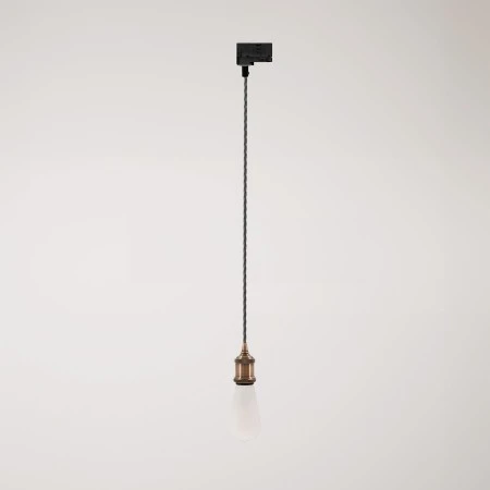 Lampada a sospensione vintage per binari con cavo trecciato - Rame satinato