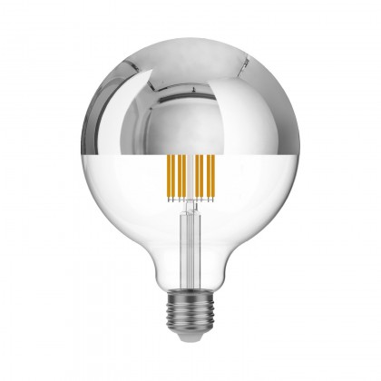 Lampadina LED Mezza Sfera Argento Globo G125 7W 650Lm E27 2700K Dimmerabile - A05