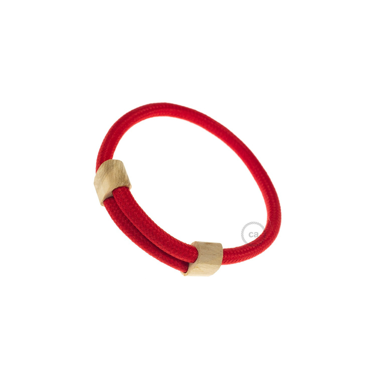 Creative-Bracelet in tessuto Effetto Seta Rosso RM09. Chiusura scorrevole in legno. Made in Italy.