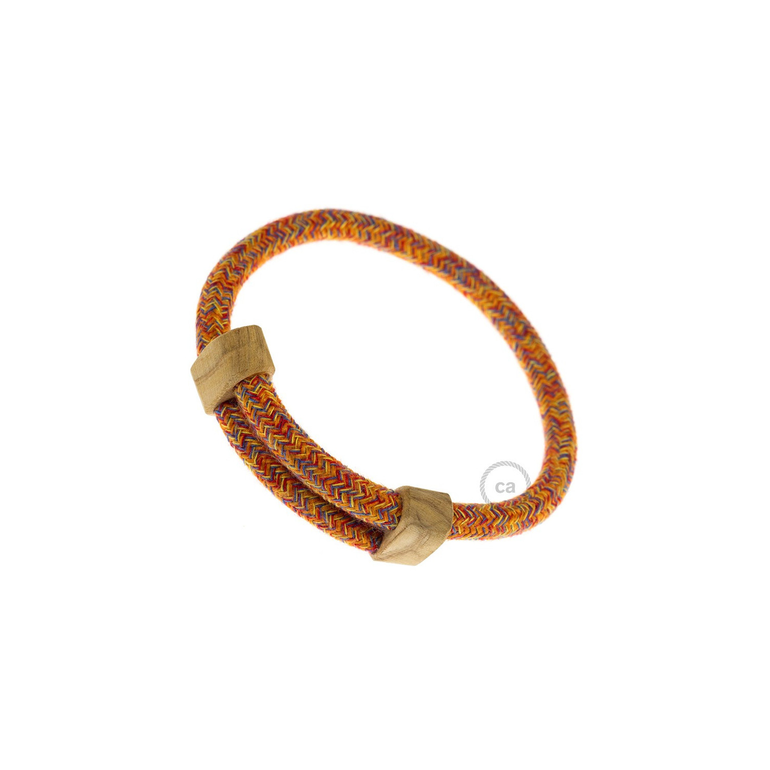 Creative-Bracelet in Cotone Indian Summer RX07. Chiusura scorrevole in legno. Made in Italy.