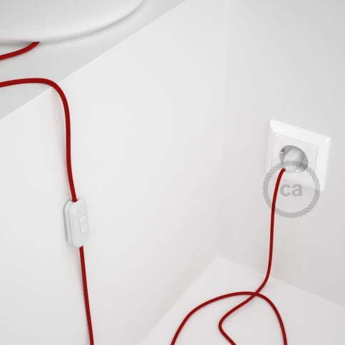 Cablaggio per lampada, cavo RM09 Effetto Seta Rosso 1,80 m. Scegli il colore dell'interuttore e della spina.